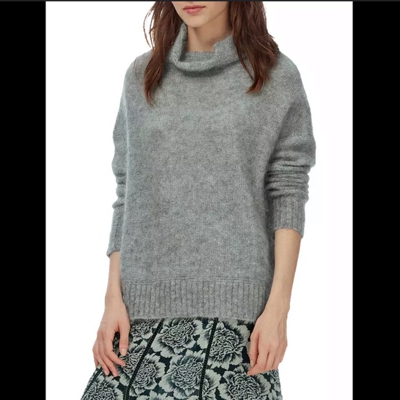 Brora Mohair Funnel Neck Jumper Grey 